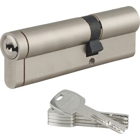 THIRARD - Cylindre double entrée Transit 1 UNIKEY (achetez-en plusieurs, ouvrez avec la même clé), 30x65mm, 5 clés, nickelé - THIRARD