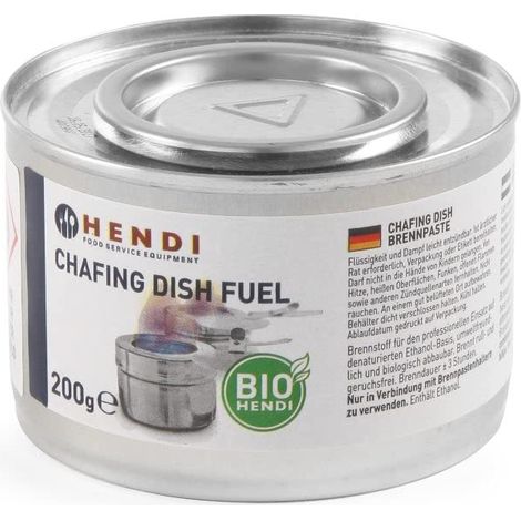HENDI Pasta combustibile, in lattina, senza fuliggine e inodore, tempo di combustione ±3 ore, 24 pezzi, gel combustibile, per riscaldare i cibi, per chafing dish, scaldavivande, 200g (1/2)
