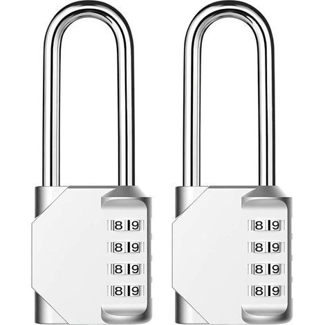 Lot de 2 cadenas à combinaison - Cadenas anti-rouille à 4 chiffres - Résistant aux intempéries - Idéal pour les vestiaires à l'école, à la salle de gym, les armoires, les boîtes à outils, etc (1/5)
