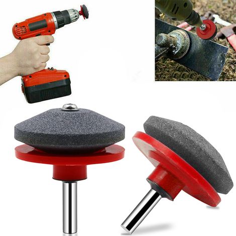 Set mit 2 universellen Rasenmähermesserschärfern, Schleifset für elektrische Bohrmaschinen, Gartenzubehör für Handbohrmaschinen (1/5)