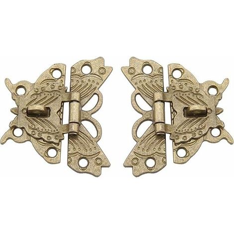 2Pcs Loquet Rétro en Forme de Papillon Loquet Décoratif Loquet de Blocage du Cadenas pour Boîte à Bijoux Armoire (1/5)