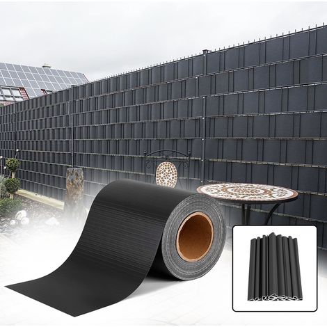 AUFUN Brise Vue Occultant Cloture en PVC 195m avec 90 pcs Clips de Montage,450g/m² PVC Paravent Visuelle Protectiont pour Clôture de Jardin,Anthracite (1/5)