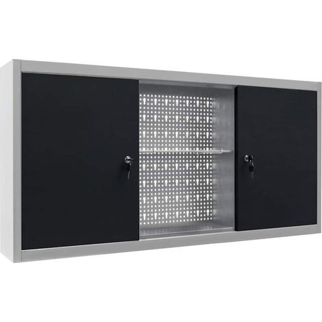 vidaXL Armario de herramientas de pared industrial metal gris y negro (1/2)
