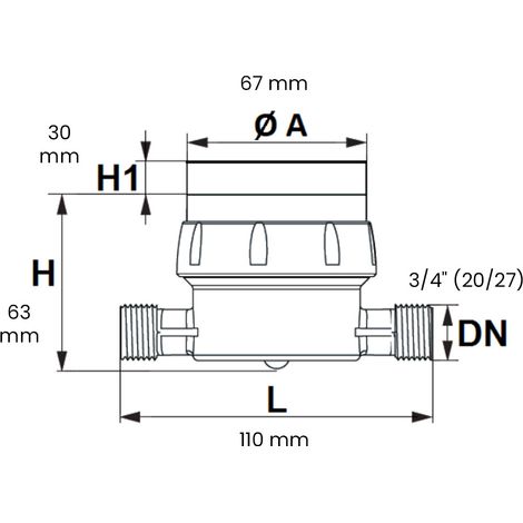 Sferaco – Lot de 5 compteurs divisionnaires eau froide pré-équipés télérelevage – Écartement 110 mm – 3/4" (20/27) – Débit nominal 2,5 m3/h – Pression maxi 16 bars (1/5)