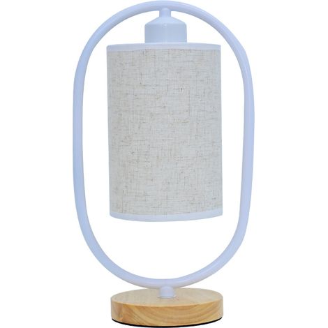 Ahlsen Lámpara de noche LED, lámpara de dormitorio con pantalla de tela moderna, lámpara de mesa de diseño elegante para dormitorio, sala de estar, mesa de comedor, oficina (bombilla LED de 5 W) (1/5)