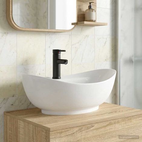 Lavabo de baño Negro Mate 59 x 35 x 21 cm Metal