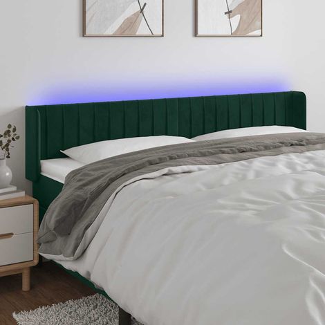 LED Kopfteil Dunkelgrün 163x16x78/88 cm Samt