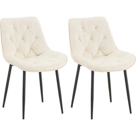 2er Set Esszimmerstuhl Wallace Samt creme