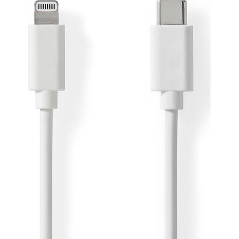Cavo lightning usb 20 apple lightning 8 pin usb c maschio 480 mbps nichelato 100 m rotondo pvc bianco etichetta