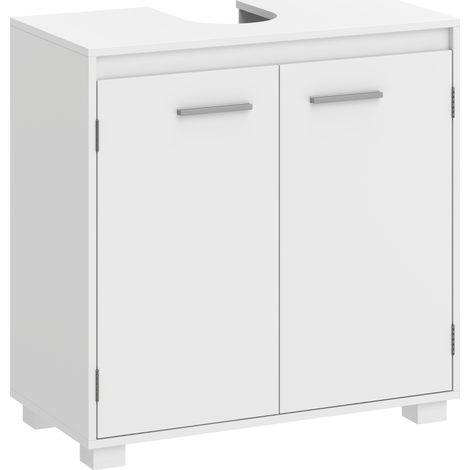 Mobile sottolavabo bianco 60 x 30 x 60 cm con apertura a U e ripiano regolabile (1/5)