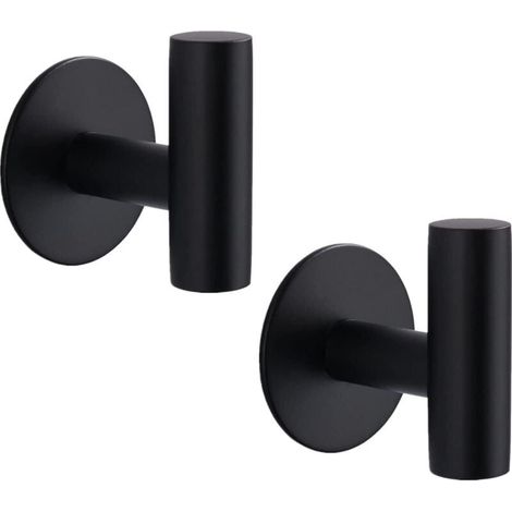 2 ganci adesivi da parete 3M per bagno, acciaio inossidabile resistente, nessuna perforazione richiesta, ganci da parete antiruggine per cucina, WC, garage, nero (1/4)