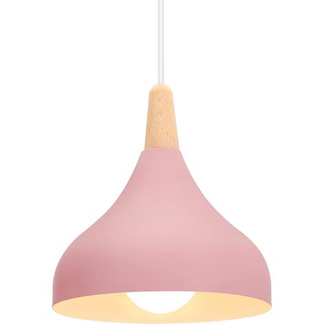 Suspension Rétro, Suspension Luminaire Moderne Style Goutte Chapeau Plafonnier E27 Métal Lampe Suspension pour Chambre Salle à Manger Cuisine, Rose (1/4)