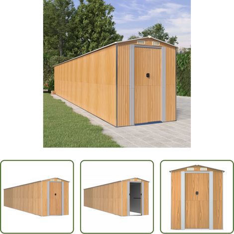 Rangement extérieur - Abri de jardin Marron clair 192x1021x223 cm Acier galvanisé (1/5)