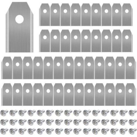 45 x Lames de Rechange en Titane, Lames de Tondeuse à Gazon pour Toutes Les Tondeuses Robotiques Husqvarna Automower, Gardena, Yardforce, Robuste (3g / 0.75mm) avec Vis, Lames de Rechange en Titane (1/5)