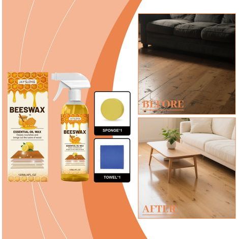 Spray de polissage pour meubles en bois - Ravive, fait briller et nettoie les saletés des meubles et sols en bois - 120 ml + Éponge + Chiffon -- AUTLEAD (1/5)