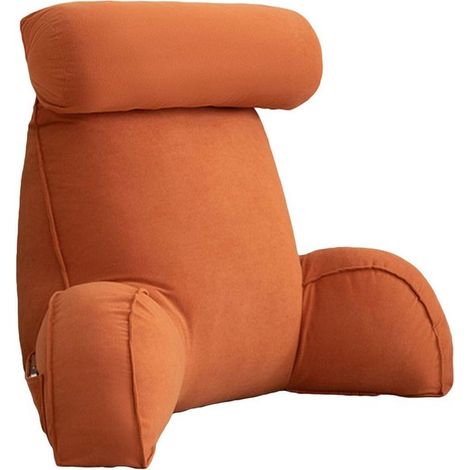 Ce coussin de lecture est doté d'un appui-tête amovible et d'un large dossier avec accoudoirs et poches latérales - Orange (1/5)