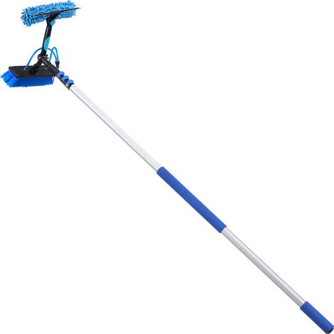 Mophorn Kit de nettoyage pour panneaux solaires avec perche télescopique de 6 m en alliage d'aluminium, conçu pour les fenêtres. Équipé d'une brosse rotative à 180° et d'un distributeur de savon. (1/2)