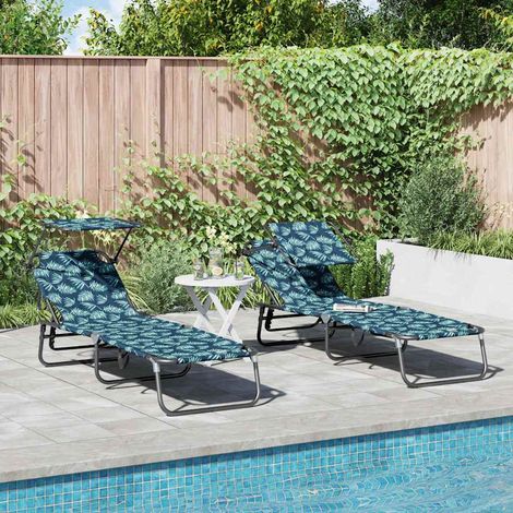 Klappbare Sonnenliege 2 pcs Mehrfarbig 190 x 57 x 81 cm Oxford