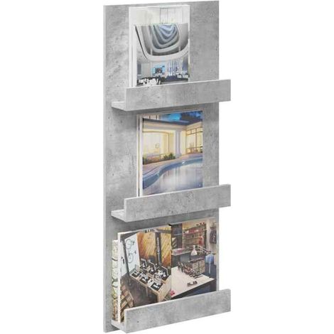 899514 étagère à magazines avec étagère Gris béton 43 x 11 x 102 cm (1/5)