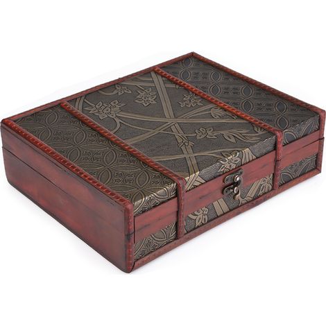 Coffret de rangement vintage en bois massif pour bijoux, boîte de présentation classique avec couvercle, écrin décoratif n°03, étui de collectionneur, style rétro, organisateur de colliers et bagues. (1/5)