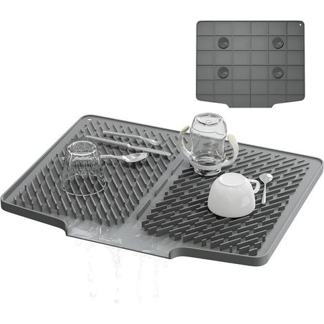 Bardusch-Tapis séchage silicone 40×32 cm, rainures, résistant 230°C, léger/pliable. (1/4)
