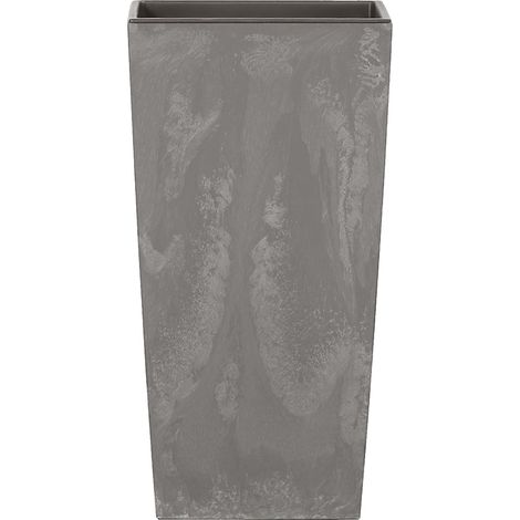 Maceta URBI SQUARE BETON EFFECT 4L., Con depósito, dimensiones (mm) 140x140x265, color Marengo