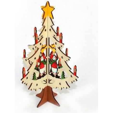 TrAdE Shop Traesio - Albero In Legno A Incastro Con Personaggio Natalizio Decorazioni Natalizie - (1/2)