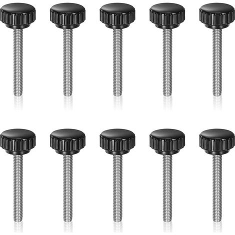 Lot de 10 Vis moletées M8 x 60 mm, tête ronde 22 mm, acier carbone, plastique PP, pour meubles, instruments
