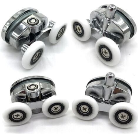 Set of 4 shower door rollers – two wheels – oval – butterfly shape (23 mm) (1/5)