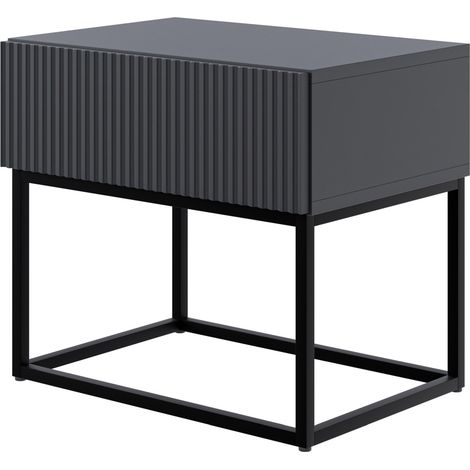 Selsey VELDIO - Table de chevet - 50 cm - noir avec pieds noirs (1/5)