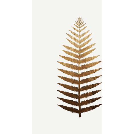 Tableau style scandinave pour salon | Tableau feuille dorée sur fond blanc pour chambre adulte | Tableau moderne pour couloir 0,5 x 0,7 m (1/2)