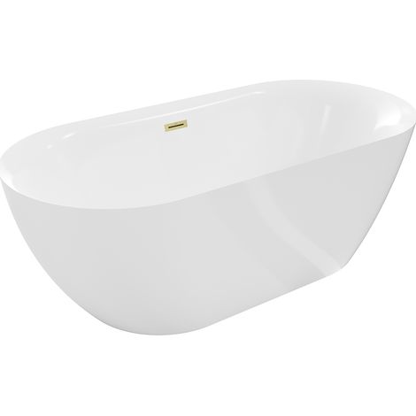Mexen Roxy freistehende Badewanne 170 x 80 cm, weiß, Abfluss gebürstet - 51201708000-55 (1/5)