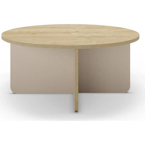 ARIA - Table basse ronde 80 cm en mélamine - Beige