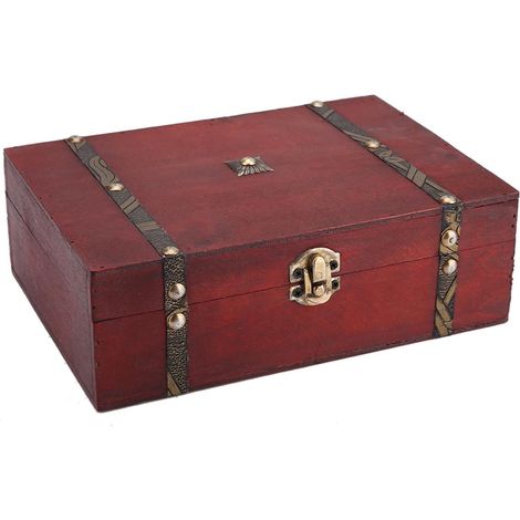 Vintage Wooden Box, Antique Retro Wooden Box, Moisture Resistant, Unique and Elegant for Cosmetics, Stationery, Socks, Magazines (1/5)
