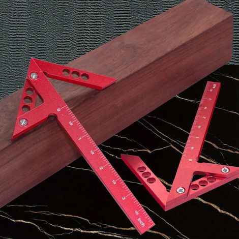 Zentrierwerkzeug aus metrischer Aluminiumlegierung zum Finden des Mittelpunkts eines Kreises und zum Zeichnen von Linien, 45°-Winkelmesslineal für die Holzbearbeitung (1/5)