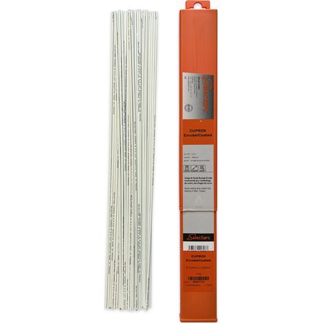 Selectarc – Baguettes de brasage laiton 3 mm – Enrobées pour soudo-brasure – Température de fusion 870/900°C – Résistance mécanique 45 daN/mm2