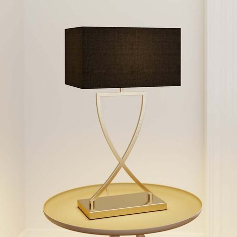 [NEUWERTIG] B-Ware Lucande Tischleuchte Evaine Hängelampe Lampe E27 messing schwarz 66cm 35cm (1/2)