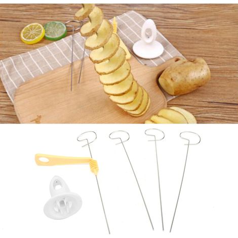 Cortador de manzanas en espiral manual [utensilio de cocina]  Acero inoxidable y ABS [material]  4 accesorios + cuchilla giratoria [juego]  23 x 10 cm [tamaño]  Diseño moderno [estilo] (1/5)