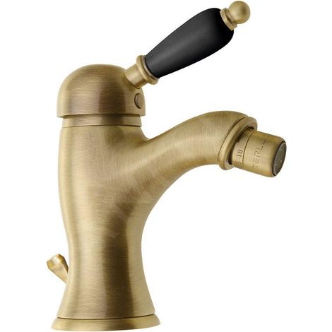 KIRKÉ BLACK Mitigeur de bidet avec vidage, levier noir, bronze (1/2)