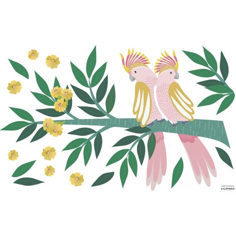 Sticker lilipinso duo de cacatoès 64 x 40 cm