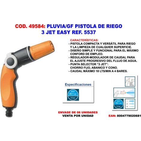 Pistola a Spruzzo Irrigazione Giardino Piante Regolabile 3 Getti GF Garden