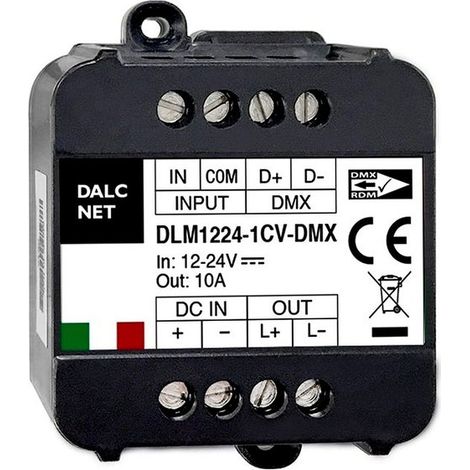 DLM1224-1CV-DMX Led Dimmer Bus DMX512 12V 24V 10A Pulsante N.O. 0/1-10V Potenziometro