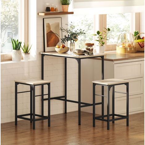 table repas bar deux tabourets compact acier bois OKMYHOME (1/5)