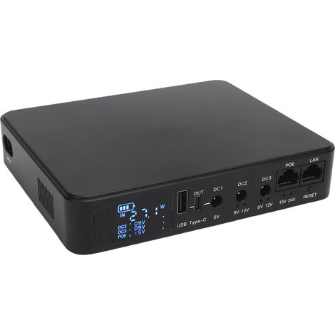 Onduleur 18000mAh avec écran numérique, sorties POE 15V 24V USB 5V 9V 12V, batterie de secours pour caméras de surveillance, prise UE (1/5)