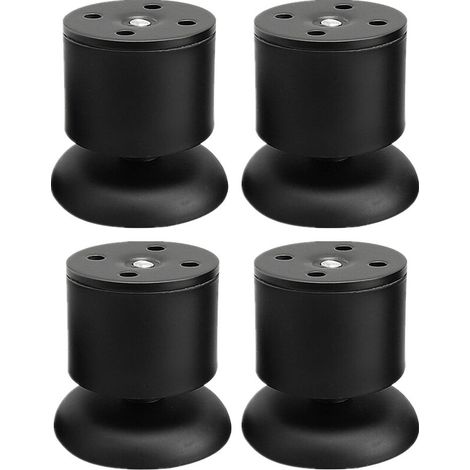 4 Stück Möbelfüße Edelstahl Füße Höhenverstellbar Bettbeine SofaFüße mit Gummimatte und Schrauben Schwarz - 6cm