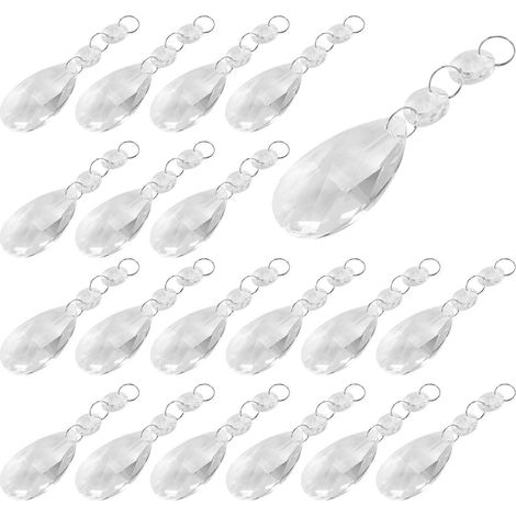 20 cristaux pour lustre, pendentifs en cristal transparent en forme de larme, perles, cristaux suspendus pour lustres (50 mm, transparent) (1/5)