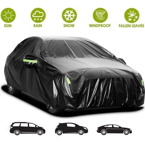 Bâche pour Voiture Exterieur Imperméable - Housse de Protection Étanche Couverture Voiture (4.9×1.8×1.5m) Noir (1/5)