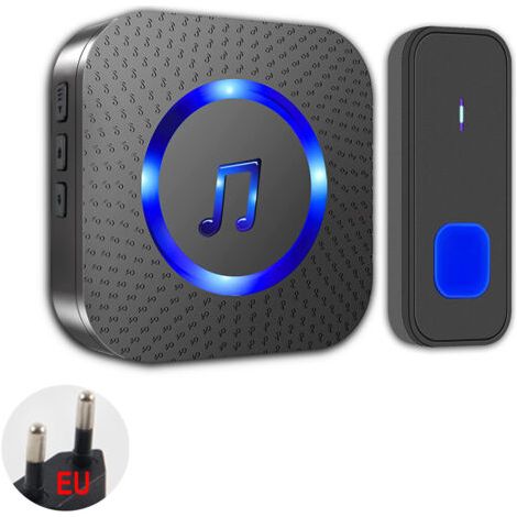 BARKBUSTERSSonnette extérieure sans fil, portée 400 m, étanchéité IP55, avec flash LED, 55 mélodies et 5 niveaux de volume (1 émetteur + 1 récepteur) (1/5)