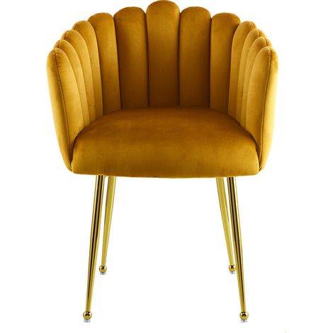 Sedia di design Muna in velluto arancione e gambe dorate (1/3)