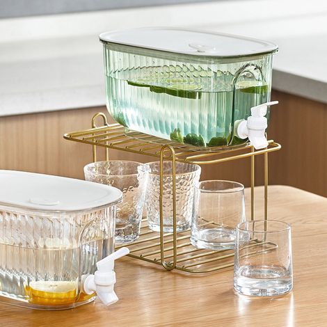 Distributeur de boissons grande capacité, bouilloire à eau froide étanche et épaisse de qualité alimentaire avec robinet, transparent blanc (1/5)